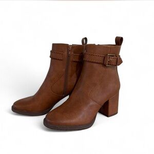 Zodiac Brown Ankle Boots with Buckle Detail